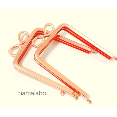 【HA-2110】リボン口金 7.5cm角型/足長タイプ (ソフトピンク)