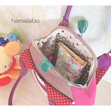 【KT-2119】がま口あおりミニバッグの型紙＆レシピ【18cm/くし型用】