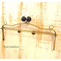 【HA-2176】28cmベンリー口金/(黒色の木玉×アンティークゴールド)・カン付き