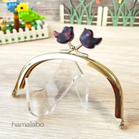 初回特価＆限定【HA-2536】レトロかわいい！10cmくし型口金/コトリ型(鉱石模様)/ゴールド