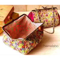 【KT-2052】がま口たっぷり化粧(コスメ)ポーチの型紙＆レシピ【18cm/角型用】