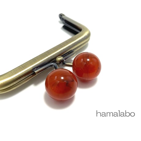 【HA-2428】7.5cm角型口金/べっ甲玉/アンティークゴールド
