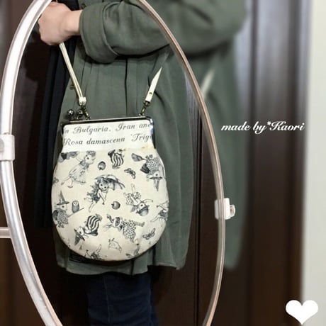 【KT-1031】がま口ペッタンコバッグ(丸型)の型紙＆レシピ【18cm/角型用】