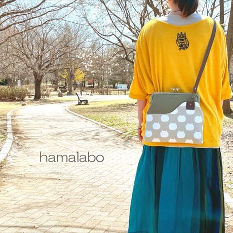 【KT-2099】ペタンコ版！がま口ポケットショルダーバッグの型紙＆レシピ【24cm/角型用】