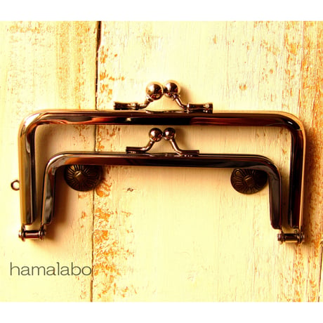 【HA-1371】親子口金12cm(竹の根ひねり×シルバー)