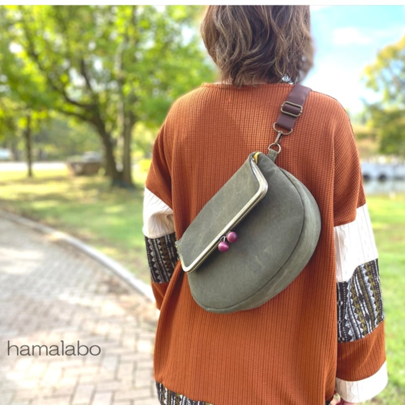 KT-2144】ラウンド型がま口ショルダーバッグの型紙＆レシピ【24cm/角型