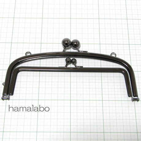 【HA-813】親子口金 20.4cm(大玉×ブラック)・カン付き