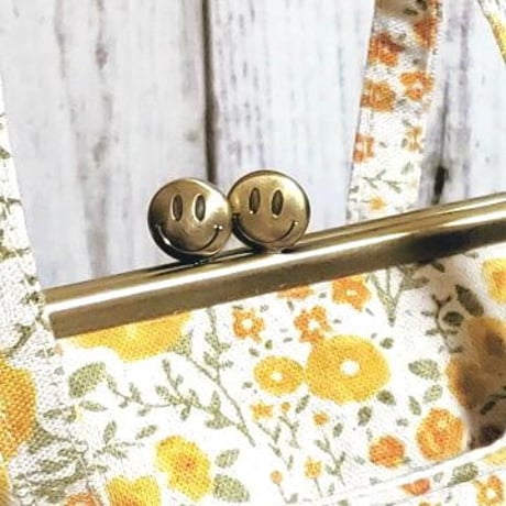 【HA-1240】スマイル刻印の碁石口金 12cm/角型(アンティークゴールド)