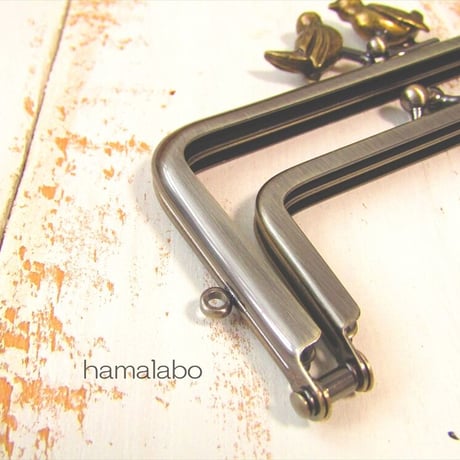【HA-1234】親子口金 12cm(小鳥のピースケ×アンティークゴールド)