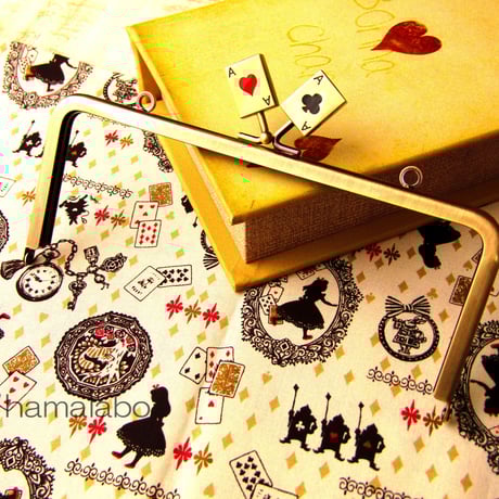 【HA-461】18cm角型の口金(トランプ×アンティークゴールド)・カン付き