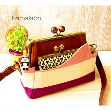 【KT-2090】がま口ポケットショルダーバッグ(ミニ)の型紙＆レシピ【18cm/角型用】