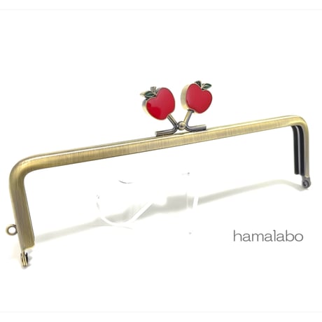 (販売終了)廃盤大特価セール！【HA-2554】16.5cm角型口金/赤リンゴ×アンティークゴールド