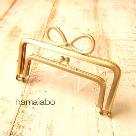 5月12日販売開始！【HA-1888】親子口金12cm(新リボン×ソフトゴールド)