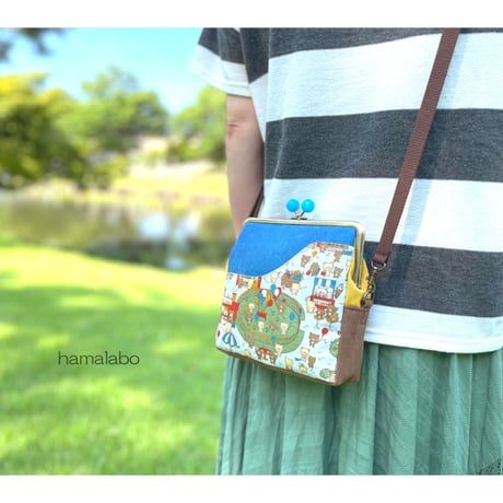 【KT-2138-SET】スマート版！がま口ポケットショルダーバッグ(ショートサイズの型紙付き)の型紙＆レシピ【18cm/角型用】