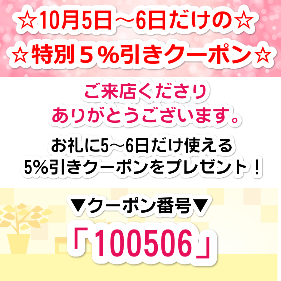 10月5～6日限定！5％引き
