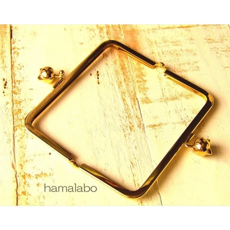 【HA-1640】12cm/角型(ネコ玉×ゴールド)