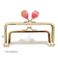 【HA-2456】親子口金 12cm/イチゴ(ピンク色)/ゴールド