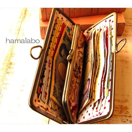 ☆特価☆【HA-1684】親子口金 22cm角型(リボン×碁石)アンティークゴールド