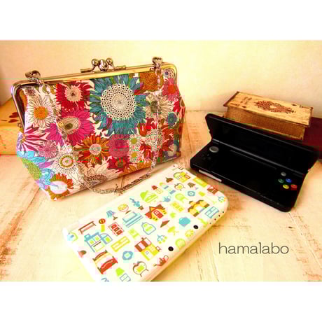 【KT-2030】仕切りがま口のシンプルポーチの型紙＆レシピ【19cm/三枚口用】