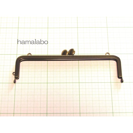 【HA-1294】碁石口金16.5cm/角型(アンティークゴールド)カン付き