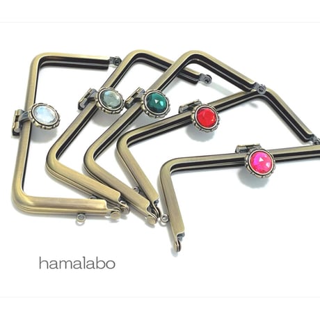 【HA-2258】オコシ式口金/12cm角型-レッドストーン付き