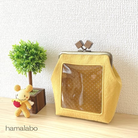 【KT-2140】ミニサイズ版！推しぬい用がま口ポーチ(ショルダー可能)の型紙＆レシピ【12cm/角型用】