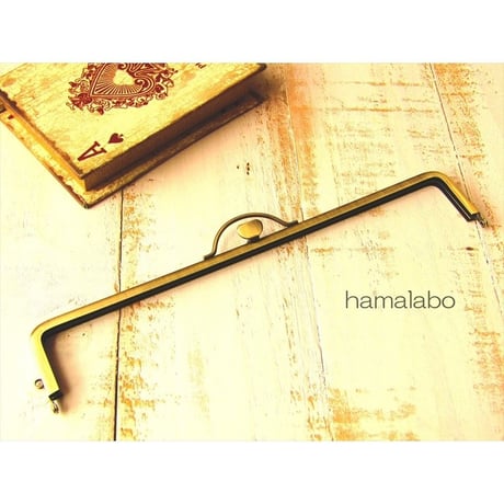 【HA-1621】持ち手付きの押し口金25.5cm/角型(アンティークゴールド)-扇子入れ用-