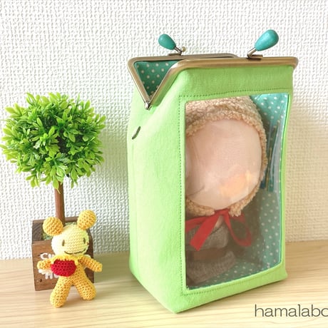 【KT-2141】通常サイズ版！推しぬい用がま口ポーチ(ショルダー可能)の型紙＆レシピ【12cm/角型用】