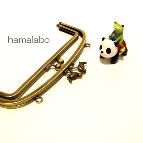 【HA-810】親子口金 20.4cm(小鳥のピースケ×アンティーク)・カン付き