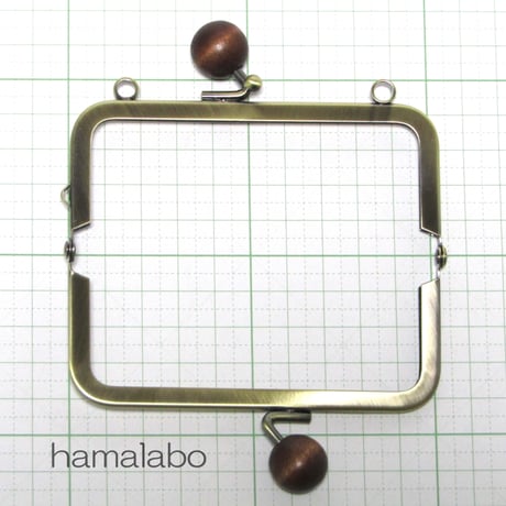 【HA-164】10cm/角型(茶色の木玉×アンティークゴールド)・カン付き