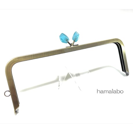 (販売終了)復活＆特価！【HA-2470】24cm角型口金/天然石風のストーン(ブルー)