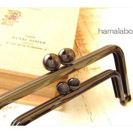 【HA-1807】親子口金12cm(大きな碁石×小さな碁石×ブラック)