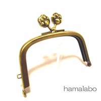 【HA-1459】9.9cm/くし型の口金(肉球×アンティークゴールド)