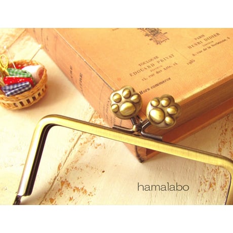 【HA-1756】12cm/角型(大きな肉球×アンティークゴールド)-通常品-