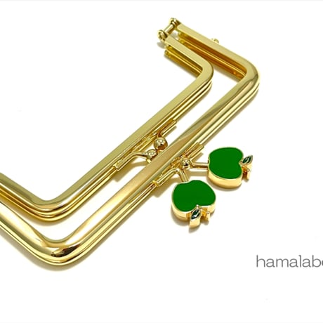 初回特価！【HA-2553】親子口金 12cm/青リンゴ×/ゴールド