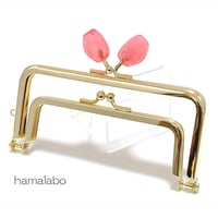 (販売終了)復活＆特価！【HA-2457】親子口金 12cm/天然石風のストーン(ピンク)/ゴールド