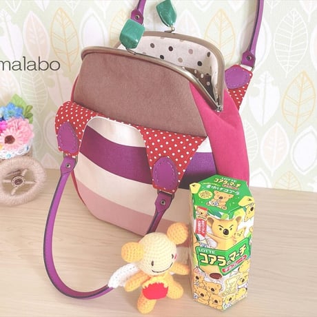 【KT-2119】がま口あおりミニバッグの型紙＆レシピ【18cm/くし型用】