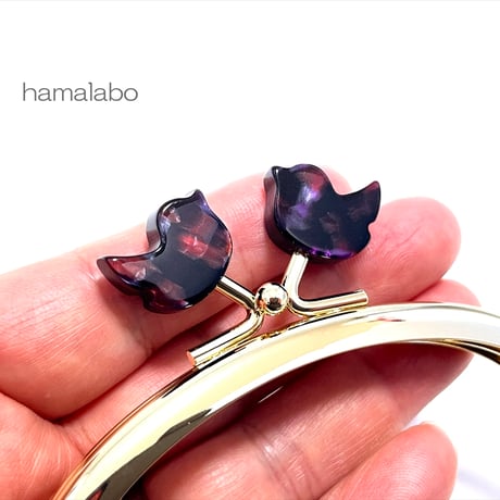 初回特価＆限定【HA-2536】レトロかわいい！10cmくし型口金/コトリ型(鉱石模様)/ゴールド