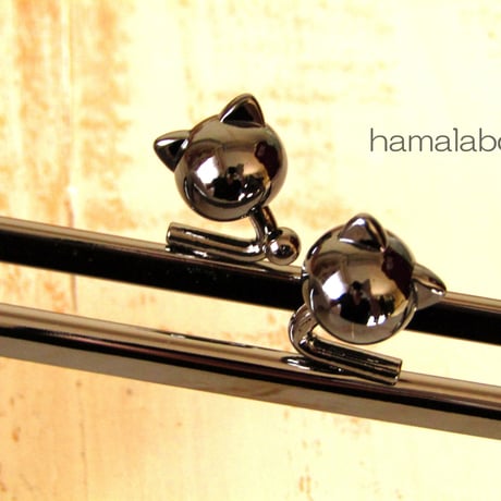 【HA-484】12cm/角型(ネコ玉×ブラック)