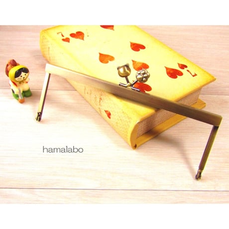 【HA-2297】19cm浮き足口金/ネコ玉×肉球(アンティークゴールド)