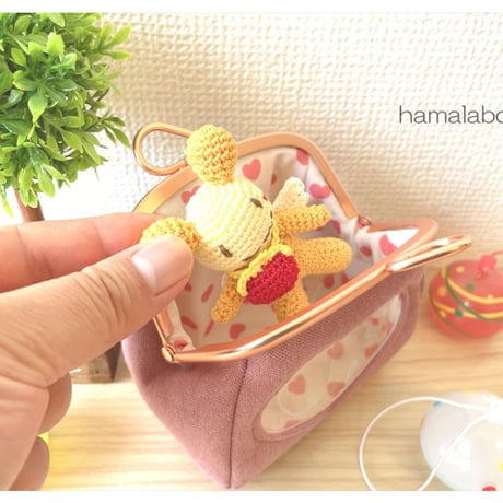 【KT-2154】☆ハート窓＆マチ別タイプ☆推しぬい用がま口ポーチの型紙＆レシピ【9.9cm/くし型用】