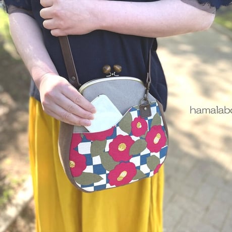 【HA-2185】18cmくし型口金/(ネコ玉×アンティークゴールド)