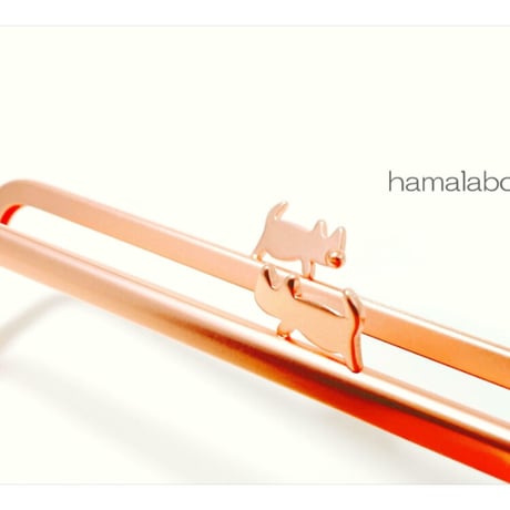 【HA-2105】ぽっちゃりネコ太の口金 16.5cm/角型(ソフトピンク)
