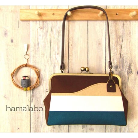 【HA-2349】24cm角型口金/(茶色どんぐり)/アンティークゴールド＋(プラス)