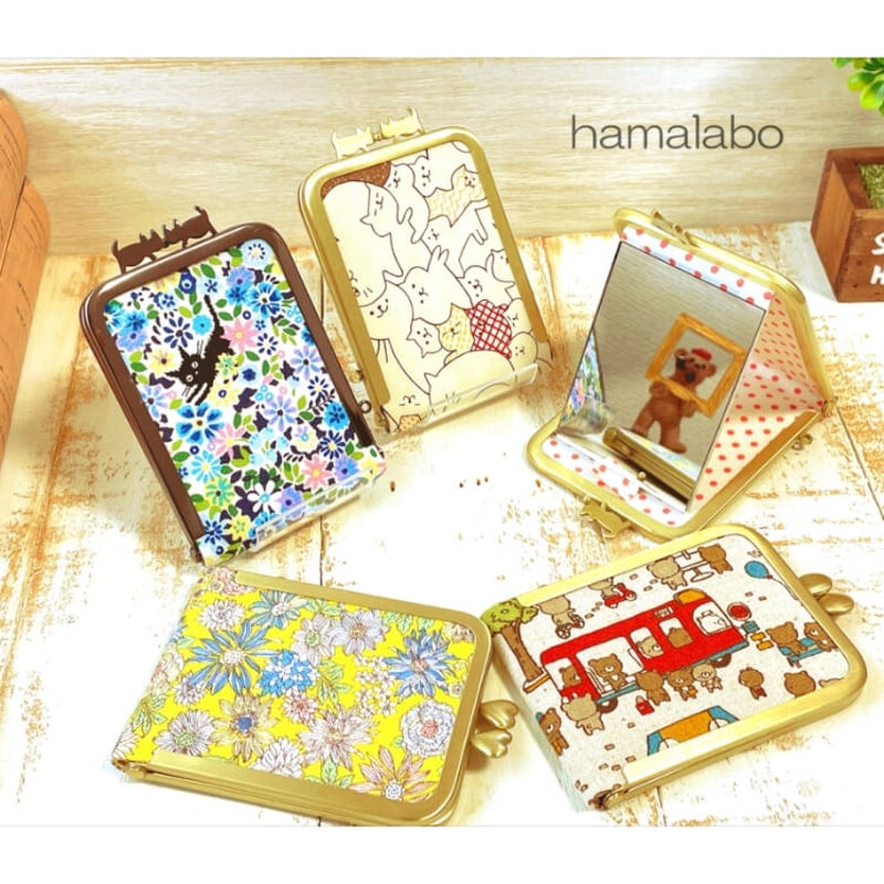 トールペイント作品　鏡 KT-2100】縦型がま口ミラーケース(立て鏡＆手鏡)の型紙＆レシピ【7.5cm