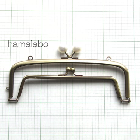 【HA-438】親子口金 19cm(コットンパール玉×アンティークゴールド)・カン付き