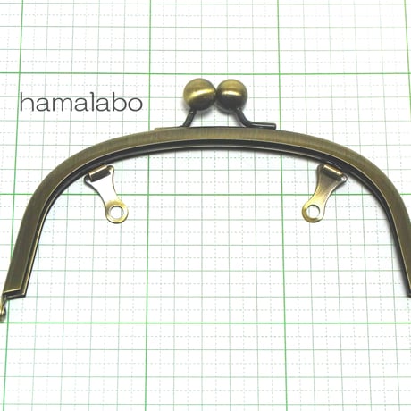 【HA-145】アメ玉口金 15cm/くし型(アンティークゴールド)・兼用カン付き