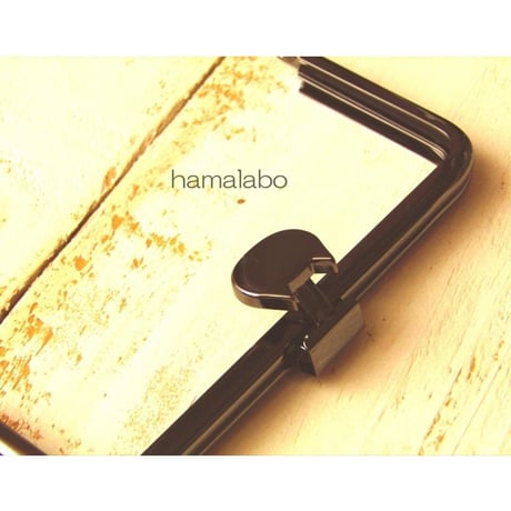 【HA-1570】オコシ式口金12cm/角型(ネコ×ブラック)