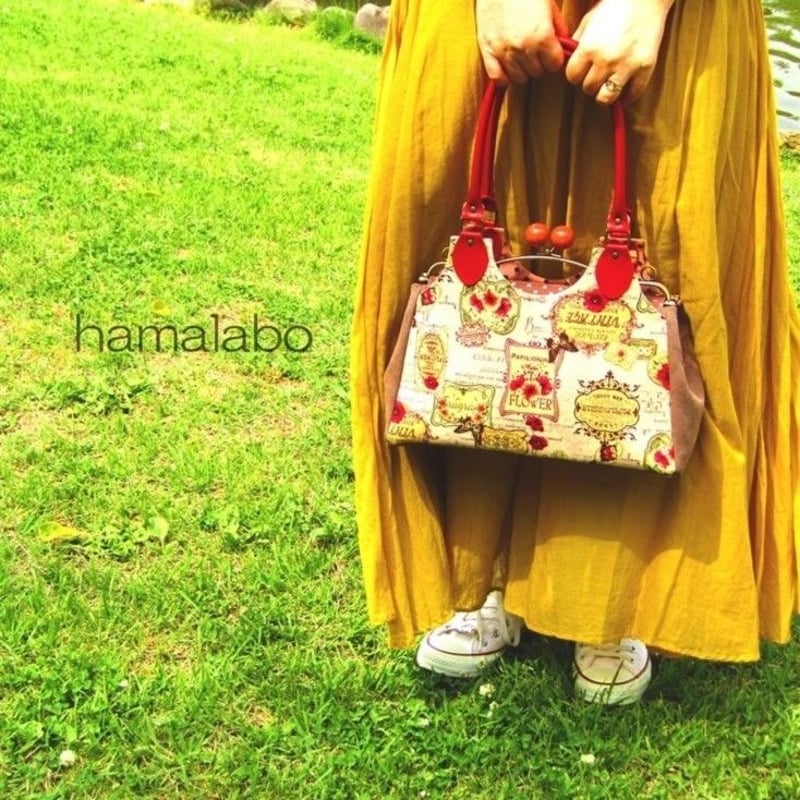 KT-2042】ベンリーがま口式あおりバッグの型紙＆レシピ【28cm用