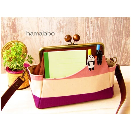 【KT-2090】がま口ポケットショルダーバッグ(ミニ)の型紙＆レシピ【18cm/角型用】